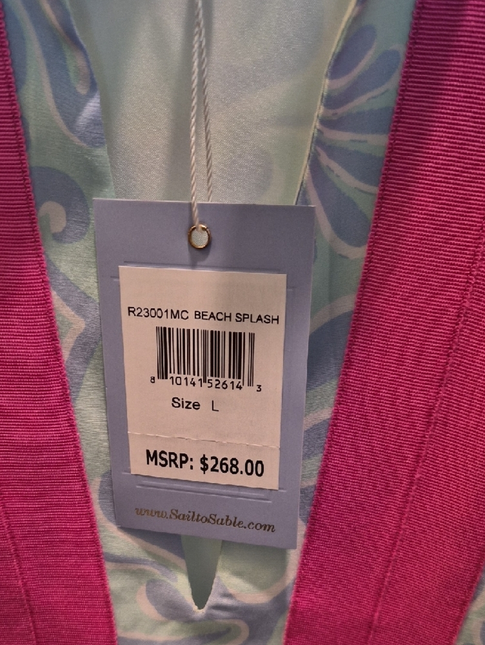 Sail to Sable Light Blue & Hot Pink Floral-Trim Caftan - Picture 3 of 4